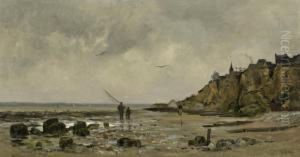 Villerville Beach by Hippolyte Camille Delpy