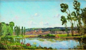 Paysage Au Bord De Riviere by Hippolyte Camille Delpy