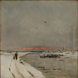 Winter Day In Seinen,france by Hippolyte Camille Delpy