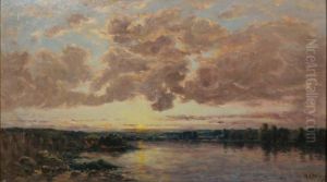 Environs De Mantes Au Soleil Couchant