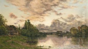 Riviere Animee D'un Bateau A Vapeur Par Soleilcouchant