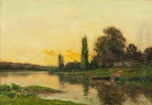 Sonnenuntergang Am Fluss by Hippolyte Camille Delpy