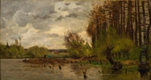 Barque Sur La Riviere by Hippolyte Camille Delpy