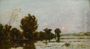 Sallskap I Roddbat by Hippolyte Camille Delpy