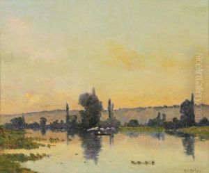 Bord De Riviere by Hippolyte Camille Delpy