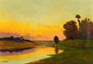 Bord De Riviere Au Crepuscule by Hippolyte Camille Delpy