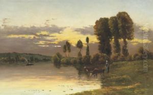 Watering The Cows At Dusk