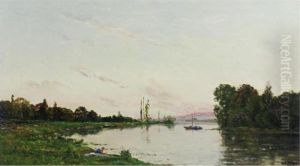 A Washerwoman At The Edge Of A Riverbank