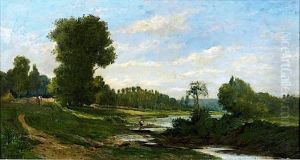 Bord De L'oise A Auvers by Hippolyte Camille Delpy