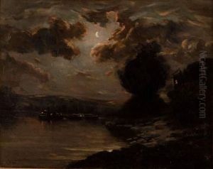 La Peniche Au Clair De Lune by Hippolyte Camille Delpy