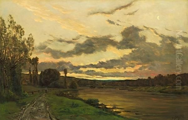A River Landscape At Dusk - view 1