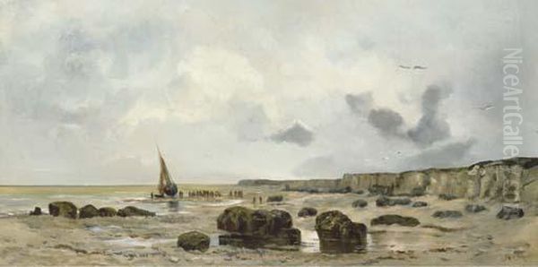 Le Retour Des Pecheurs Sur Une Plage, Normandie - view 1