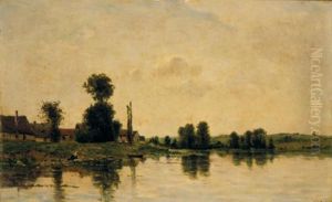 Washerwoman Along The Banks Of A River