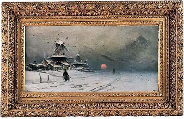 Les Moulins A Vent, Effet De Neige, Circa 1879 - view 1