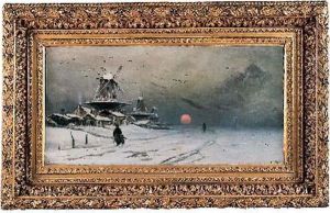 Les Moulins A Vent, Effet De Neige, Circa 1879 by Hippolyte Camille Delpy