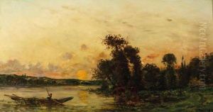 Pecheur Au Bord De La Riviere