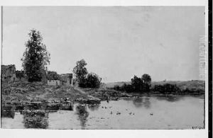 Lavandieres Au Bord De L'eau by Hippolyte Camille Delpy