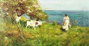 Milk for the Calves 1881 by Thomas Lloyd