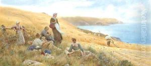 The harvesters' picnic, near Wembury, Plymouth by Thomas Lloyd