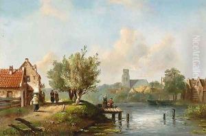Figures Near a Waterside Inn