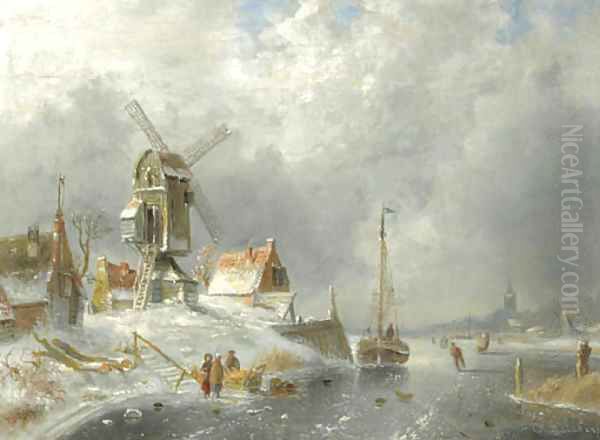 A winter landscape with figures on the ice - view 1