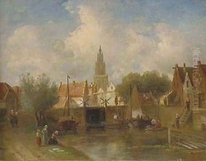 Summer in a Dutch town by Charles Henri Leickert