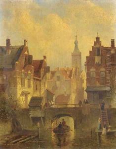 Washerwomen doing their laundry in a town