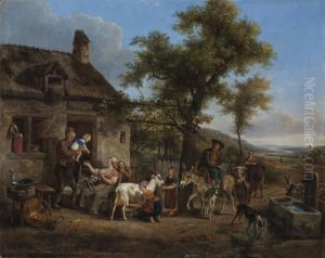 Heureuse Famille Dans Une Ferme by Jean Louis (Marnette) De Marne