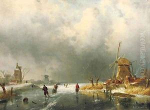 A winters day by Charles Henri Leickert