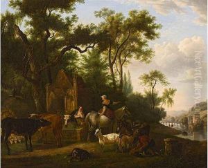 Scene Pastorale Pres D Une Fontaine
