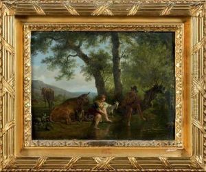 Pastorale Au Bord D'un Ruisseau by Jean Louis (Marnette) De Marne