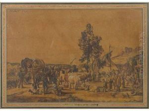Scene D Un Marche Aux Bestiaux. by Jean Louis (Marnette) De Marne