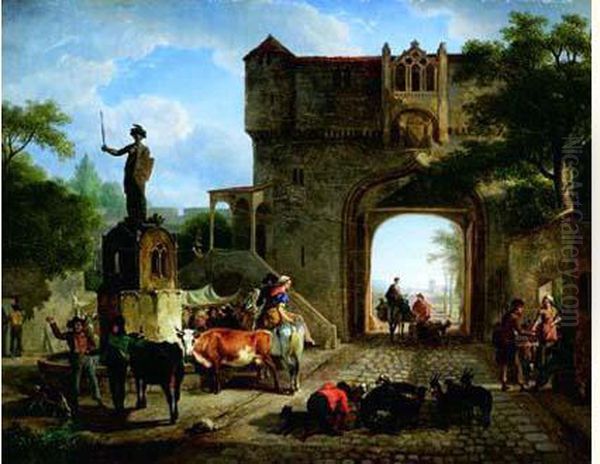 Scene De Marche A L'entree D'une Ville Fortifiee - view 1