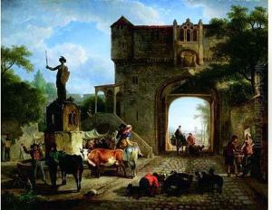 Scene De Marche A L'entree D'une Ville Fortifiee