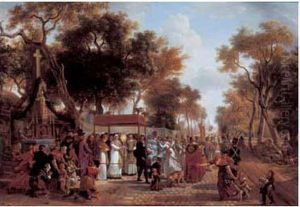 Scene De Procession De La Fete Dieu. 1804. by Jean Louis (Marnette) De Marne
