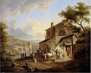 A Landscape With Soldiers Taking Leave From Their Families