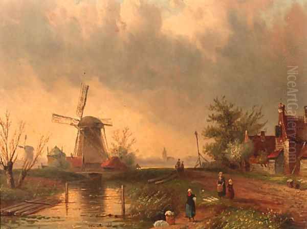 Summer landscape with washerwomen - view 1