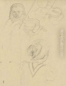 Bernadette Au Violon Et Tete De Femme De Dos by Maurice Denis