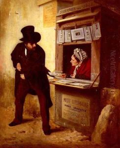 At The Newspaper Kiosk by Just L'Hernault