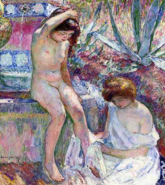 Marthe and Madame Lebasque at the Fountain - view 1