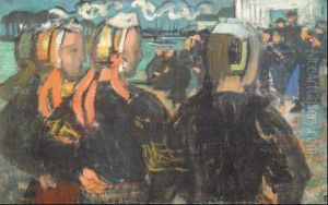 Soir Sur La Place, Loctudy (trois Bretonnes) by Maurice Denis
