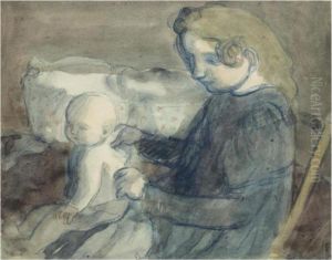 Maternite En Bleu, De Profil by Maurice Denis