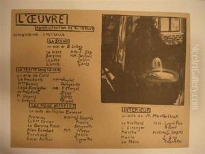 La Scene ; La Verite Dans Le
Vin, Les Pieds Nickeles ; Interieur. Programme Pour Le Theatre De
L'oeuvre. 1895. by Maurice Denis