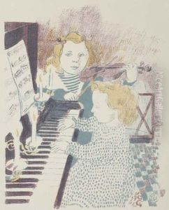 Au Piano, Frontispice Des Concerts Du Petit Frere Et De La Petite S?ur by Maurice Denis