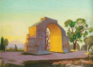 Arc De Triomphe De Saint Remy Au Soleil Couchant