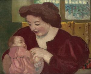 Maternite, Anne-marie Et Marthe A La Bague Ovale by Maurice Denis