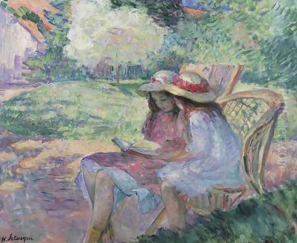 Jeunes filles lisant dans le parc - view 1