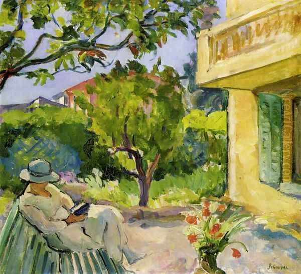Le Cannet, Madame Lebasque Reading in the Garden - view 1