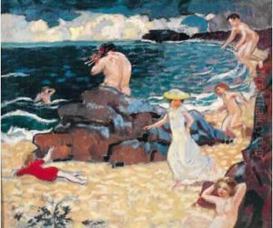 La Plage De Perros-guirec. by Maurice Denis