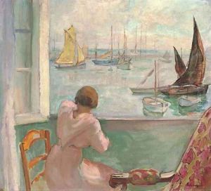Jeune femme devant la fenatre